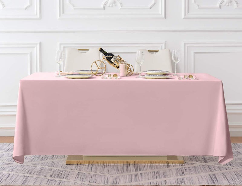 Surmente Pink Tablecloth 90 x 132-inch Rectangular Polyester Table Cloth for Weddings, Banquets, or Restaurants - Image 5